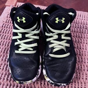 Under Armour lockdown Kids Black and Lime High-Top Sneakers
